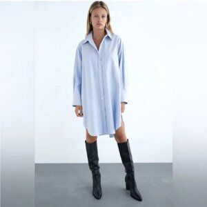 Zara Light Blue Shirt Mini Dress